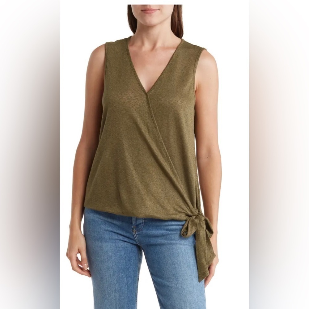 NWT Bobeau Faux wrap side tie tank